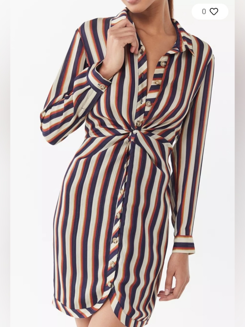 Heartloom Tina Striped Twist-Front Shirt Dress Size Small